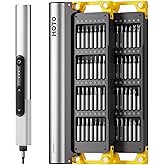 HOTO SNAPBLOQ™ S-A01 3.7V Electric Screwdriver with 56 Bits & 3 Torque Settings, Precision Screwdriver Set, 250RPM, LED Light, Lock Pick Set, Repair Tool Kit for Electronics, Door Bell, Watch