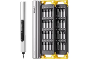 HOTO SNAPBLOQ™ S-A01 3.7V Mini Electric Screwdriver with 56 Bits & 3 Torque Settings, Precision Mini Screwdriver, 250RPM, Brighter LED Light, Repair Tool Kit for Electronics, Phone, Laptop, DIY