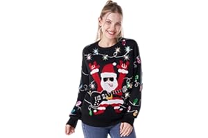 Giggling Getup Ugly Christmas Sweater for Women, LED Light Up Christmas Trees Ugly Sweater, Holiday Pullover for Women Red