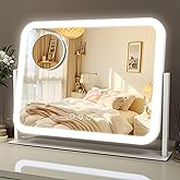 ROLOVE Lighted Makeup Mirror, 17"x13" Vanity Mirror with Lights, 10X Magnification, Gifts for Women, 3 Color Lighting Modes, 