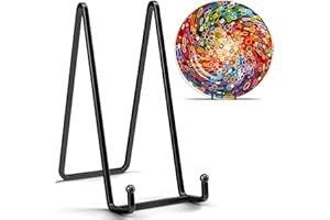 IPAME 4 Pack 8 Inch Large Plate Stands for Display - Metal Square Wire Plate Holder Display Stand + Picture Stand for Book, Platter, Plaque, Photo Easel