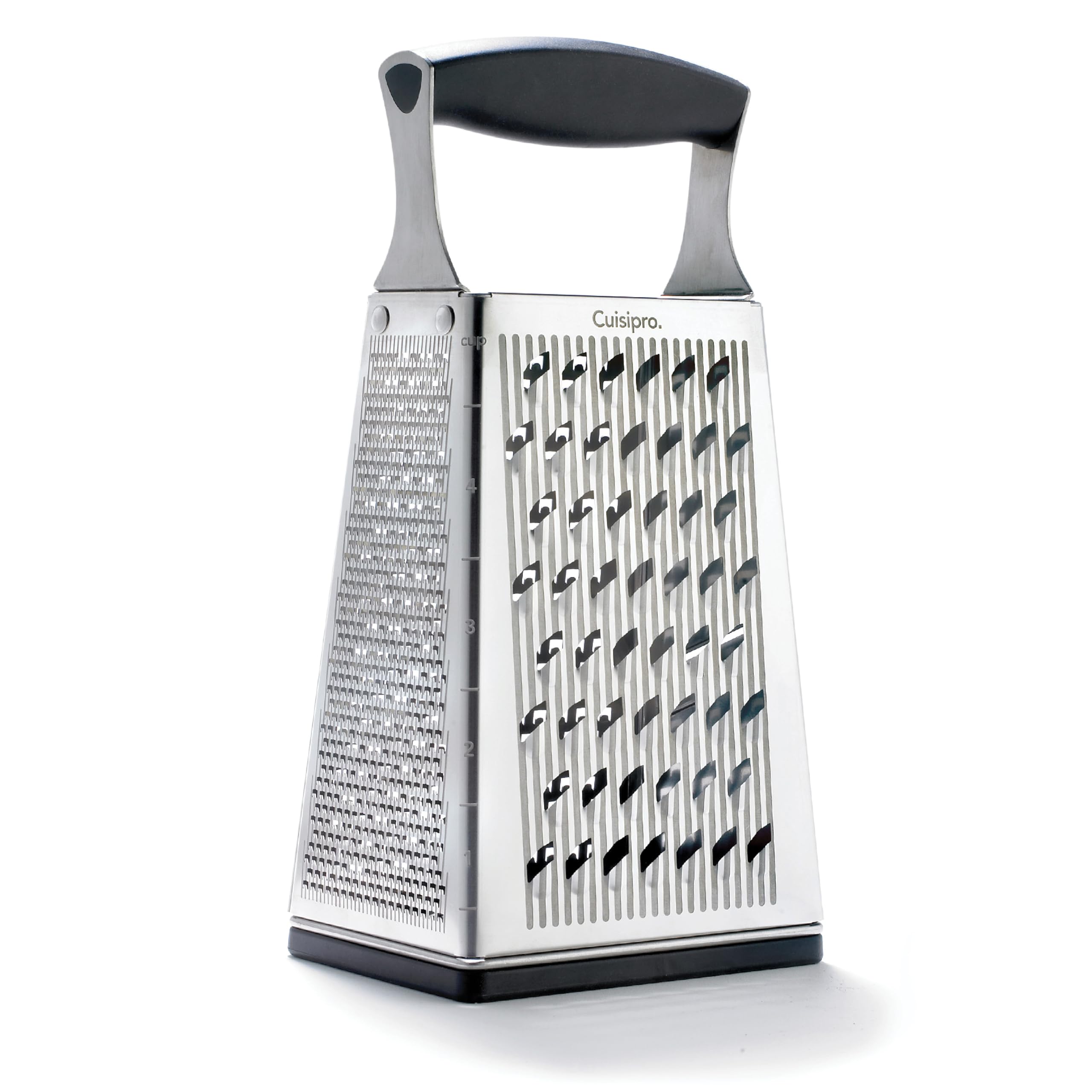 Photo 1 of Cuisipro Stainless Steel Cheese Grater with Handle, 4 Sided Box Grater for Kitchen, Ginger Grater Dishwasher Safe, Fruit and Vegetables Slicer, Cheese Shredder for Potato, Chocolate, Parmesan, Ginger