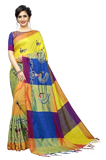 Women`s Art Silk saree with Blouse Piece(ChainMor)