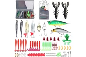 EXAURAFELIS Fishing Gear Advent Calendar Christmas Countdown Fishing Lures Kit for Freshwater/Saltwater,Bass Trout Salmon Fishingtackle Box Spoon Lures Crankbaits Soft Plastic Worms Jigging Hooks
