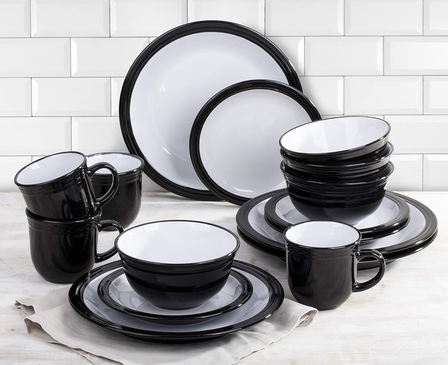 16 Piece Black Camden Dinner Set Amazon.co.uk Kitchen & Home