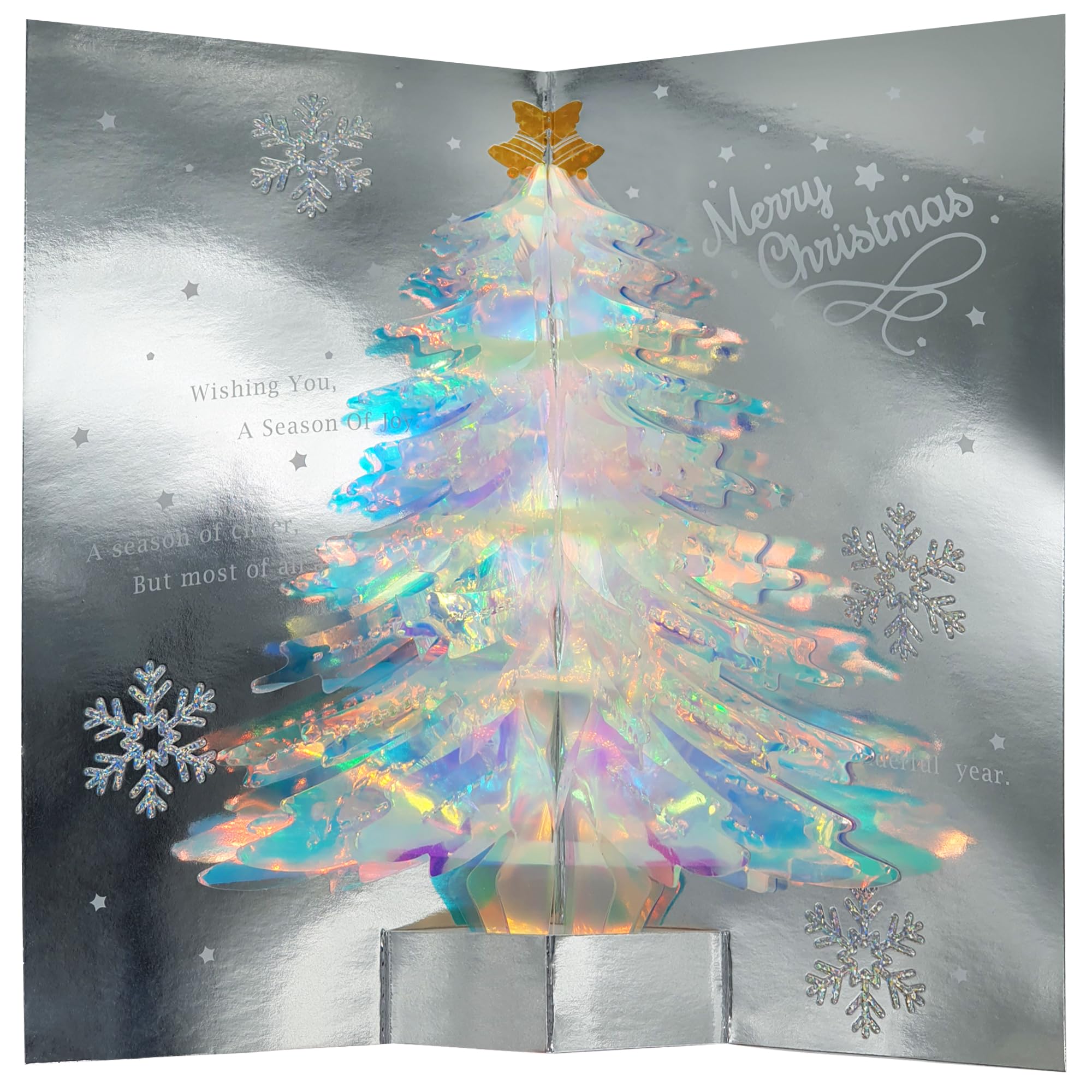 3D Pop Up Christmas Cards, Premium Quality, Deluxe Special Seasonal Greeting Cards for Your Special Family and Friends (Iridescent Xmas Tree)