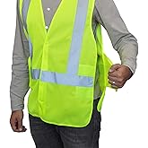 NYOrtho High Visibility Reflective Safety Vest – ANSI/ISEA Class 2 Hi Vis Vest for Men & Women – Neon Yellow Mesh – Super Reflective Strips – Lightweight Work & Traffic Safety Gear