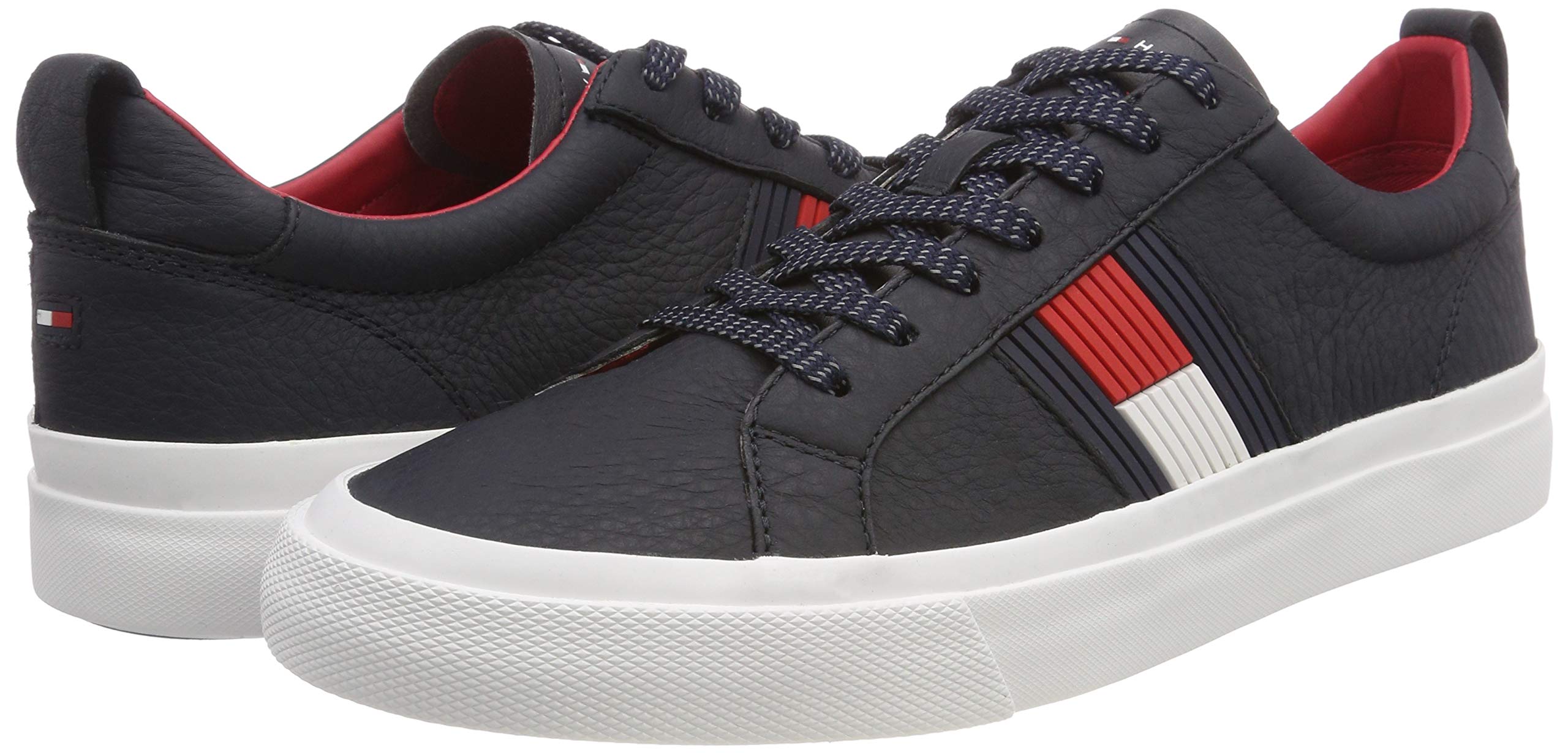 flag detail leather low tops