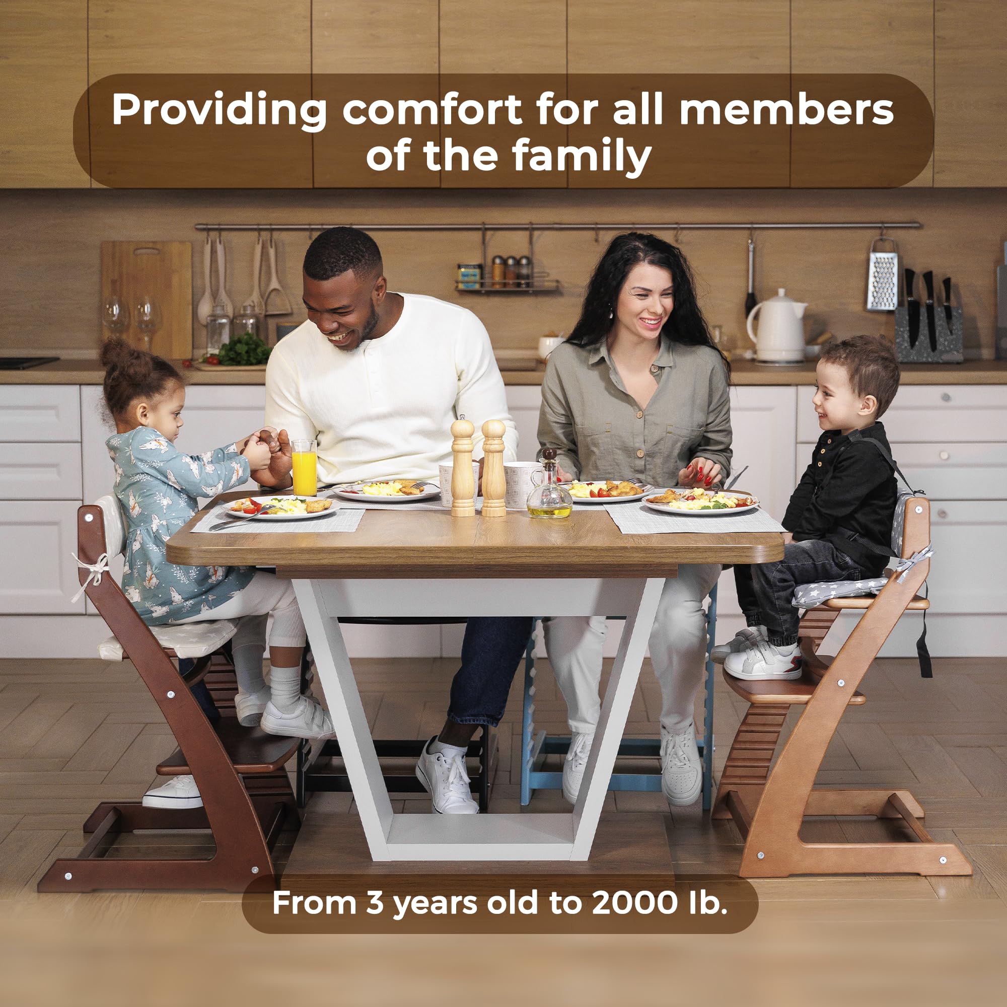 FORNEL Scandinavian Wooden High Chair | The Adjustable Grow-with-Me Chair, A Smart & Affordable Alternative to Stokke Tripp Trapp | Natural Wood Finish