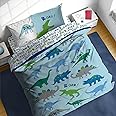 Sunny Side Up Dino Roar Full Comforter Set - 7 Piece Kids Bedding Includes Comforter, Sheets & Pillow Cover - Super Soft Dinosaur Microfiber Bed Set