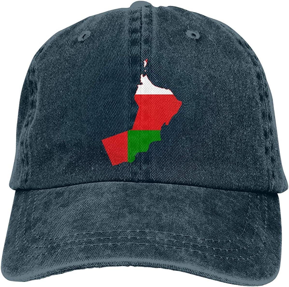 Oman Flag Map Unisex Adjustable Denim Dad Hat Baseball Cap Cotton Hip Hop Cap
