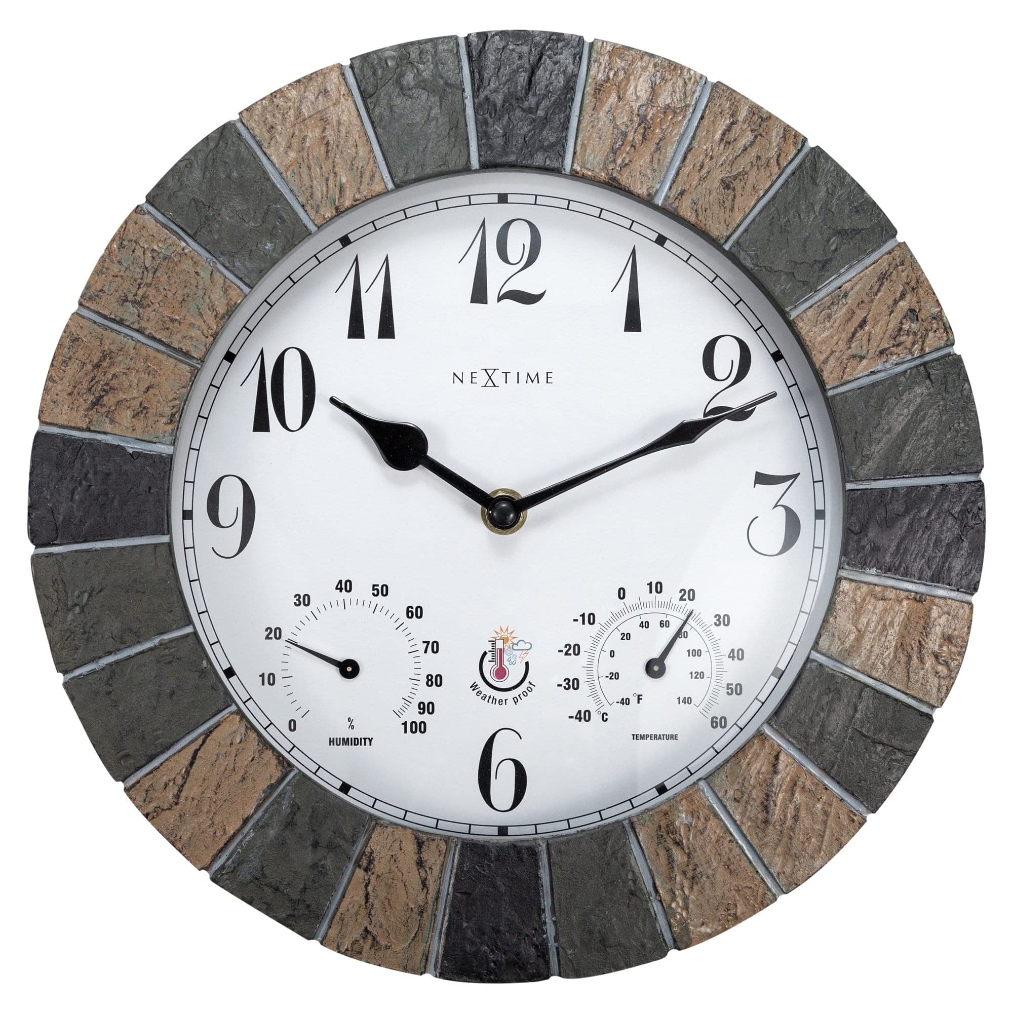 NexTime Outside Weather Station Clock - Ø26CM - Polyresin - Green Aster
