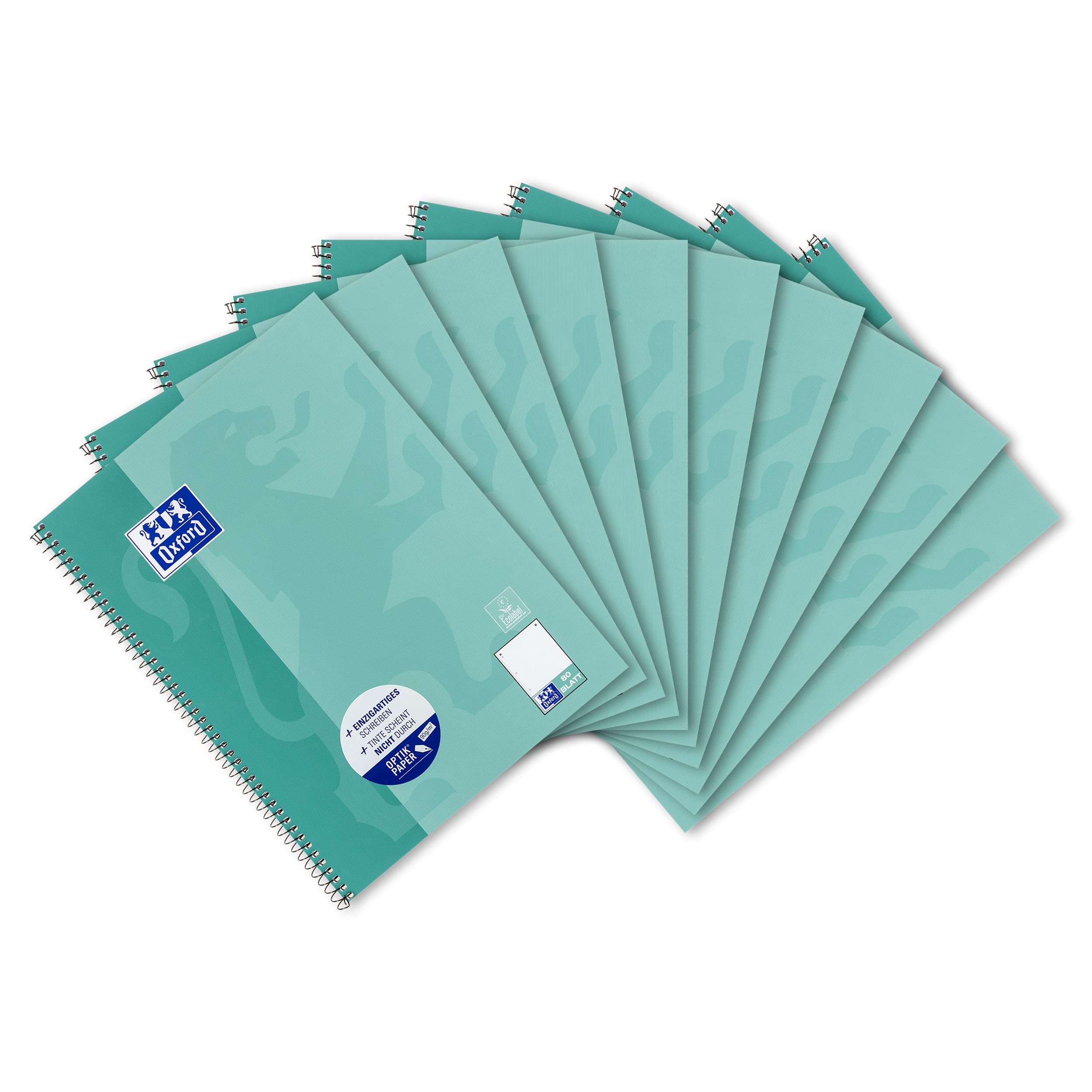 Oxford College Notepad School A4 Squared with Double Margin 80 Sheets Ruler Point Checked Pack of 10 Teal
