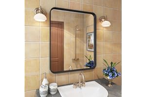 VANLIO 16x20 Black Bathroom Mirror for Wall, Matte Black Metal Framed Vanity Mirror, Rectangular Modern Wall Mirror, Anti-Rust, Shatterproof, Round Corners(Horizontally/Vertically)