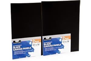 Royal & Langnickel Essentials 12x16 Black Triple Gessoed Canvas Panels Value Pack, for Oil and Acrylic Painting, 4 Pack