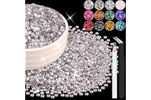 BELLEBOOST 8000PCS 3mm Resin Rhinestones Bulk for Crafting (Clear), Flatback Bedazzling Crystals for Crafts DIY Nail Decoration, Gems Charms for Tumbler Shoes Clothing Fabric with Pickup Pen and Tweezers