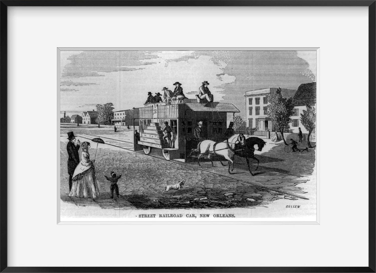 Photographs - INFINITE PHOTOGRAPHS Vintage 1855 photograph: Street Railroad Car, New Orleans