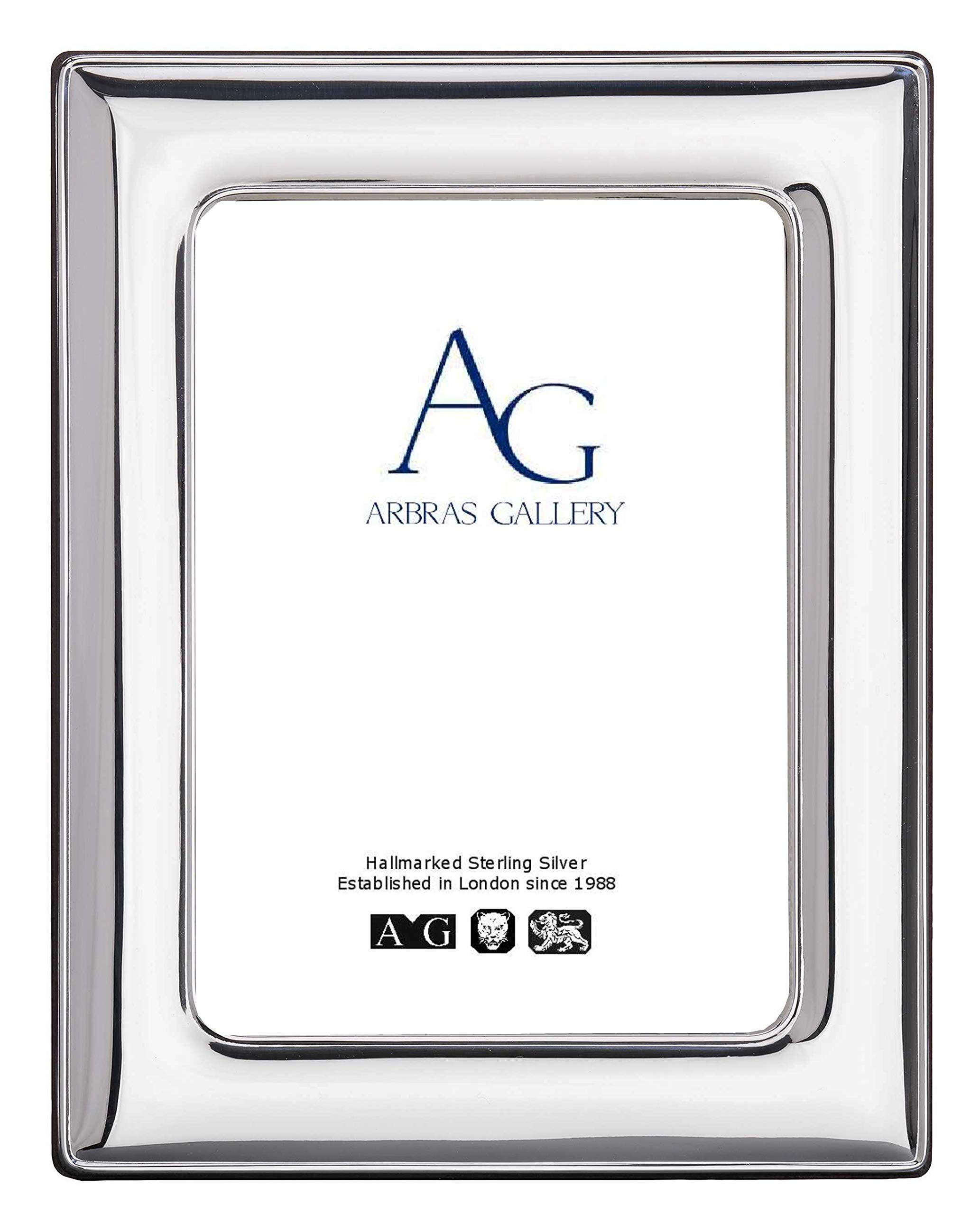 Arbras Gallery AG Sterling Silver mini photo frame with wood backing to fit photo size 3.5" x 2.5" (9cm x 6cm)