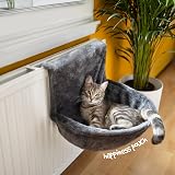 Petlicity Deluxe Radiator Cat Bed Round Fleece Basket with Iron Frame Grey view 8