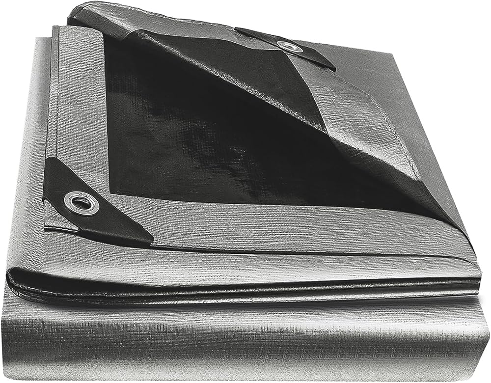 EPFHR Tarpaulin Waterproof 3m x 3m 180GSM Heavy Duty Silver/Black