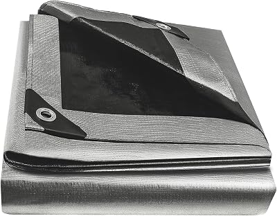 EPFHR Tarpaulin Waterproof Heavy Duty 4m x 8m 180GSM Silver/Black