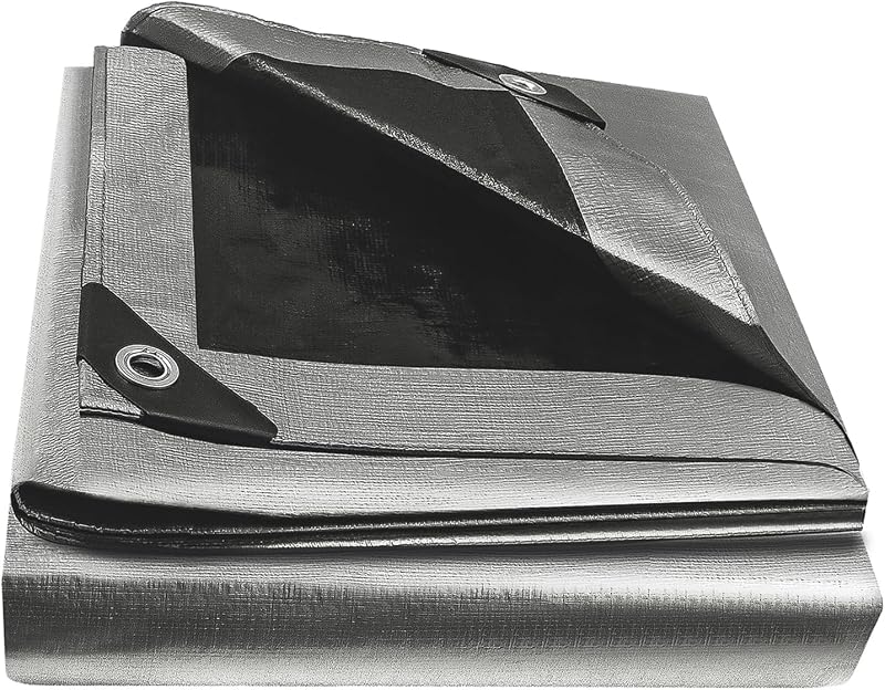 EPFHR Tarpaulin Waterproof 3m x 3m 180GSM Heavy Duty Silver/Black