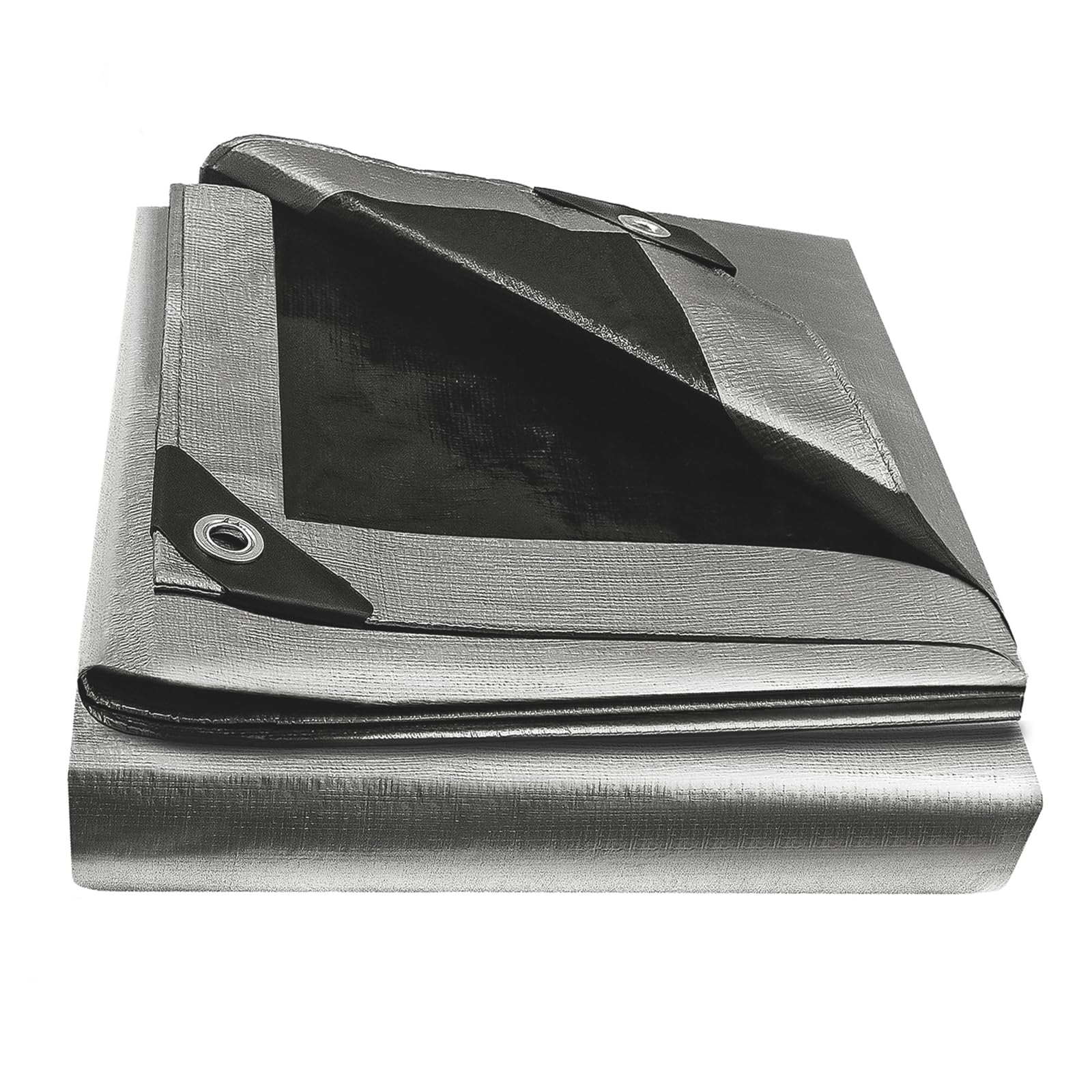 EPFHR Tarpaulin Waterproof Heavy Duty 2m x 3m 180GSM Silver/Black Tarp Sheet Cover Every 50cm with Eyelets for Garden Furniture Roofing Gazebo Side Panels Firewood Ground Caravan Car Multipurpose