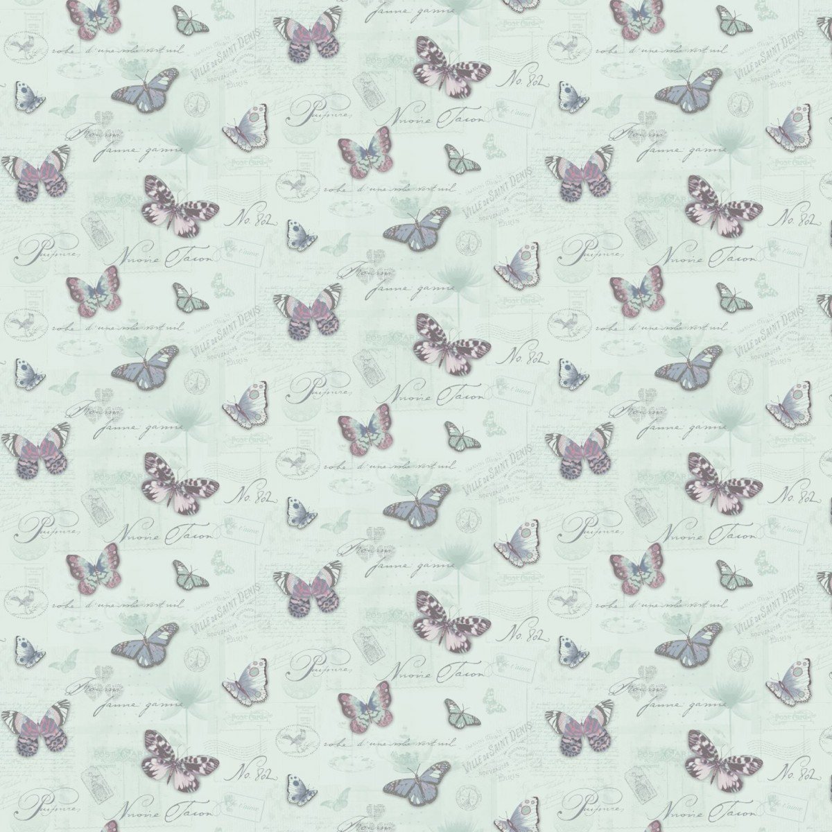 MyTinyWorld Pack of 5 Dolls House Butterflys On Pale Blue Wallpaper Sheets