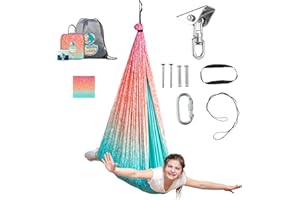 FRIENDLY CUDDLE Indoor Sensory Swing for Kids or Outdoor – Holds 300lbs, Double-Layer, & 360° Swivel, Calming Compression Therapy Swing Hammock for Kids & Adults with All Hardware – Sensory-Motor Toys & Gifts