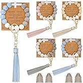 Landical 4 Pcs Cross Bracelet Wristlet Keychain for Women Silicone Beads Keychain Wristlet with Faith Message Card Christian Jewelry Gift
