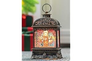 KIRSCHBLÜTE Christmas Snow Globe Lantern Water Glittering Nutcracker Clara with Music & Timer, USB Lined/Battery Operated Lighted Lantern for Christmas Festival Decoration Gifts