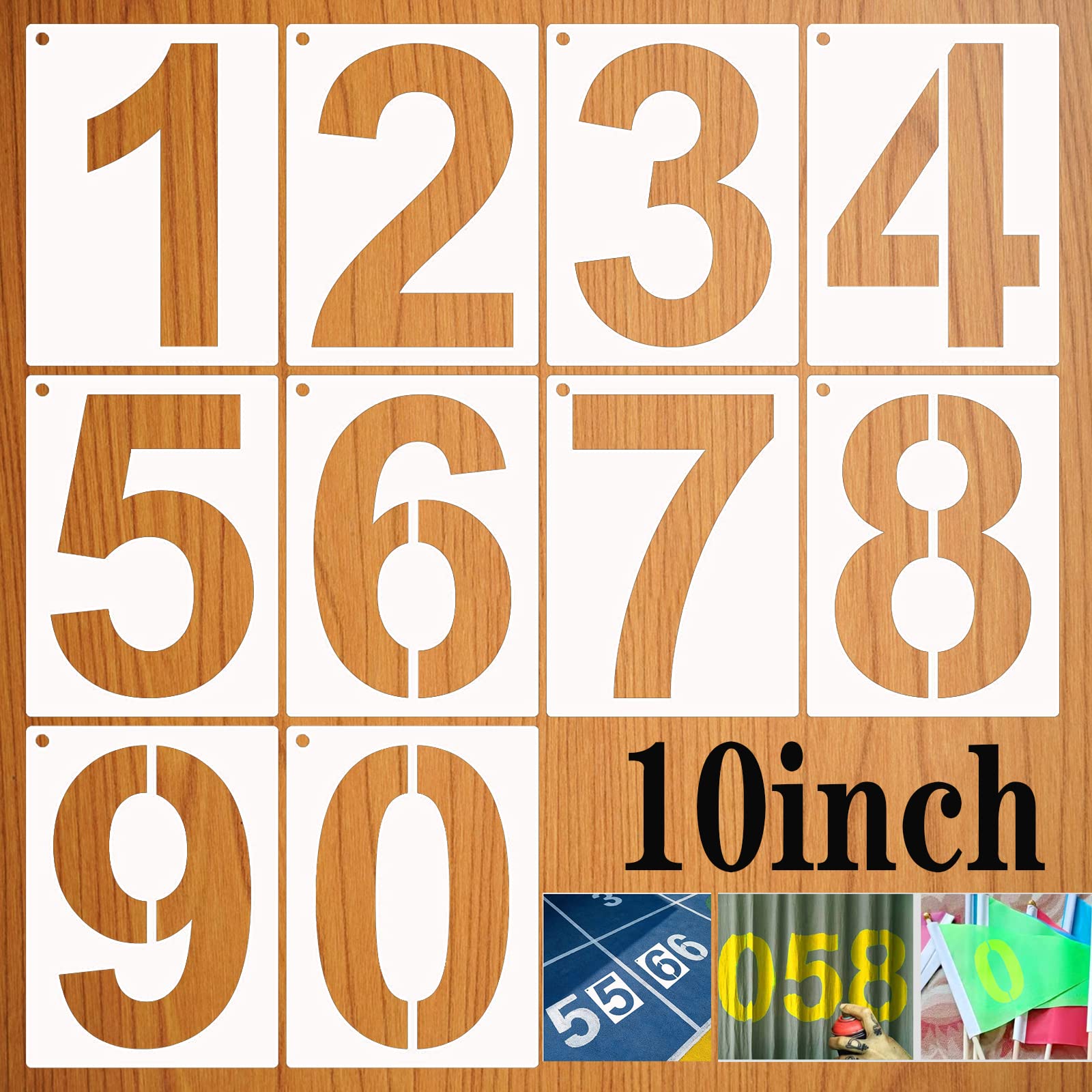 LYPER 10Inch Large Number Stencils Set, 0 to 9 Digital Templates, Reusable for Painting, DIY Mailbox Signs, Road Parking Lot Door Trucks