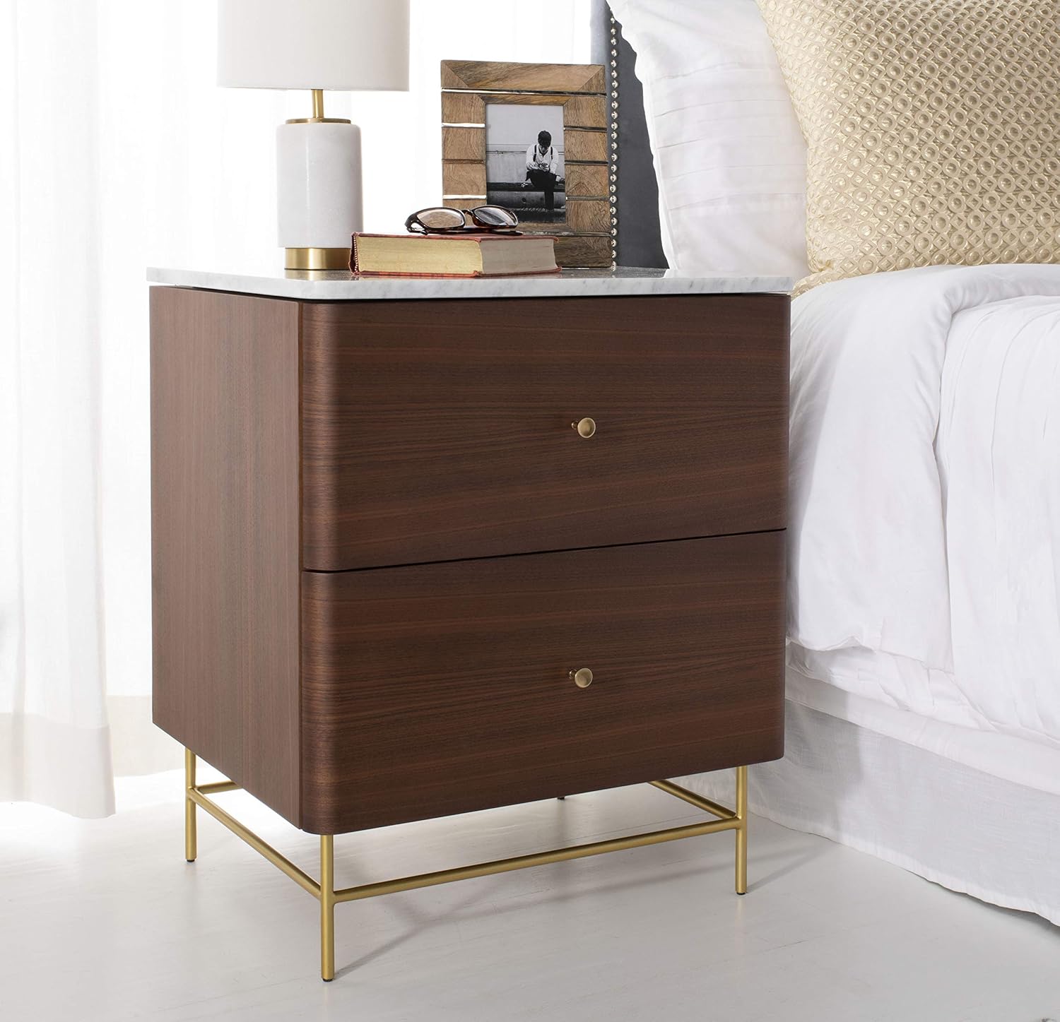 Best Walnut Stained End Table With Drawers