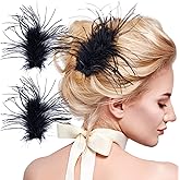 OIIKI 2Pcs Black Ostrich Hair Clip, Feather Hairgrip Retro Hair Jewelry Accessories for Women Bride Party Festival Valentine Wedding Engagement Birthday Christmas