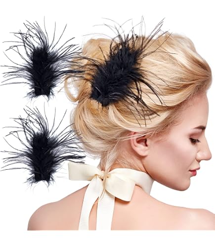 Amazon.com : 2 Pack Black Feather Hair Clip for Women Girls  display picture 1