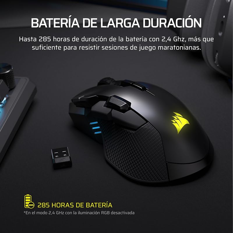 Rato de gaming IRONCLAW Wireless SE – 26.000 DPI, Design Ergonómico para Mãos Grandes, 10 Botões Programáveis, para MOBA, FPS, MMO – Preto