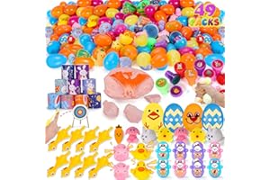 KENWQZI 49 Packs Prefilled Easter Eggs with Assorted Toys,Easter Eggs Stress Relief Toys for Easter Basket Stuffers,Easter Goodie Bag Fillers,and Easter Egg Hunt Supplies Party Favor Gifts for Kids