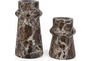 Vixdonos Marble Candle Holder Set of 2 Taper Candle Candlestick Mantle Candle Stand for Home Decor,Wedding,Party and Table Centerpieces(Brown)