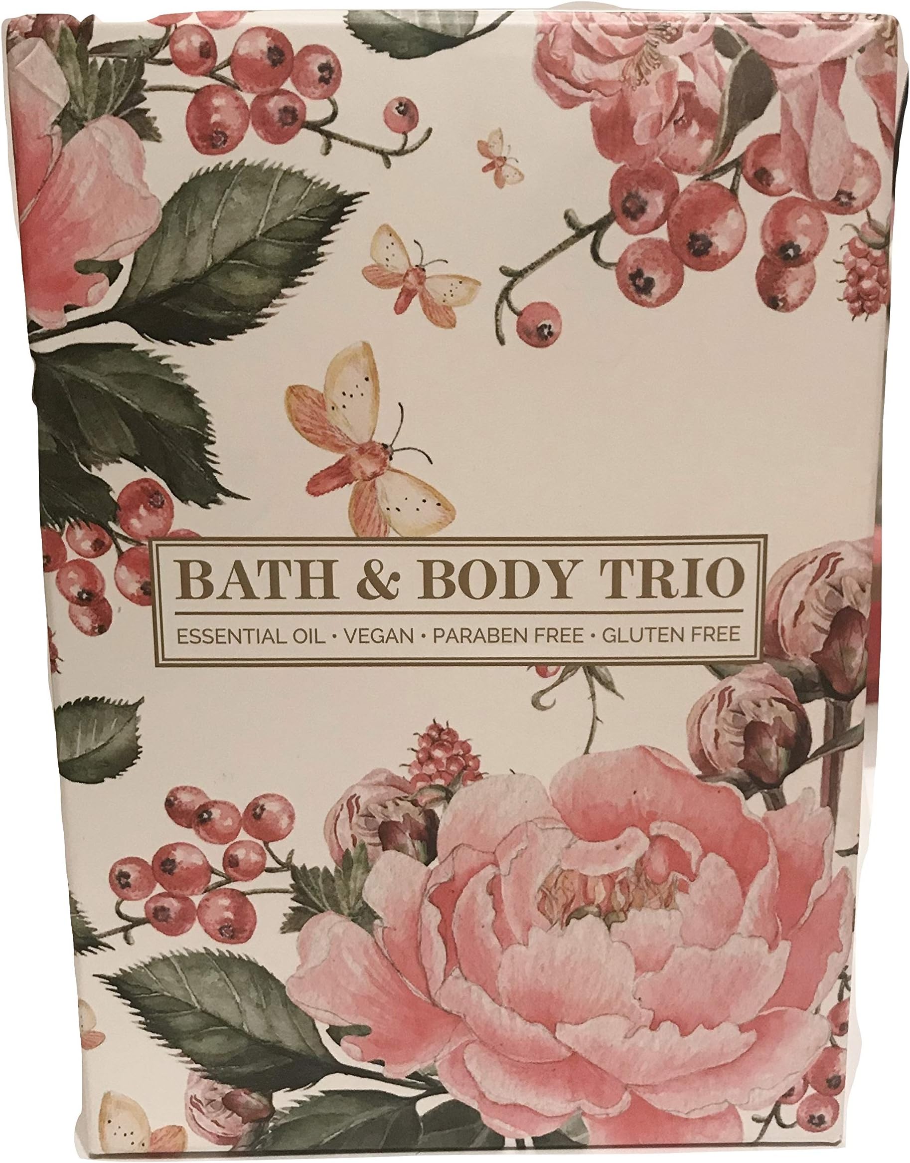 Floral Botanicals Bath & Body Trio, Rosewater, Coconut, Himalayan, 3 pcs