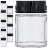 Master Airbrush Pack of 10, TB-001 Empty 3/4 oz. (22cc) Glass Jar Bottles | Plastic Lids - Replacement Jars, Paint Storage Bottles - Jars Screw Into Siphon Feed Airbrush Lid Adaptor Assemblies