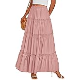 PRETTYGARDEN Boho Maxi Skirts for Women Trendy Summer 2026 Spring Long Flowy A Line Tiered Skirt Beach Vacation Clothes Dress