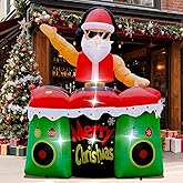6FT Christmas Inflatable Decorations, Xmas DJ Music Santa Claus with Headphones & Sunglasses Funny Blow Up Yard Decorations Built-in LED Lights for Holiday Garden Lawn Outdoor Bar Cafe Decor