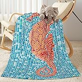 Duduho Seahorse Baby Blanket Ultra Soft Sea Horse Ocean Theme Throw Blanket All Season Warm Light Weight Cozy Plush Blankets for Home Bedroom Sofa Chair Travel, 40"X30"