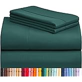 LuxClub 3 PC Sheet Bed Sheets Deep Pockets 18" Eco Friendly Wrinkle Free-Kids-Fitted Sheets Machine Washable Hotel Bedding Silky Soft - Emerald Twin XL