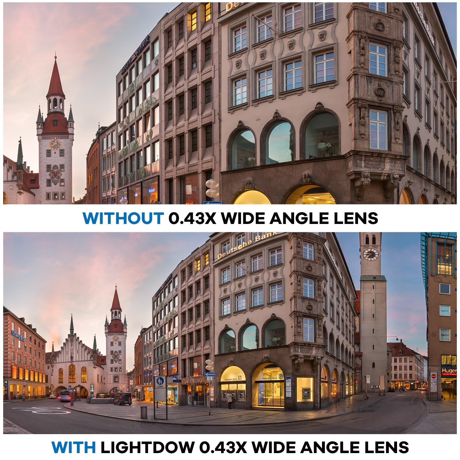 Lightdow 58MM 0.43x High-Definition Wide Angle + Macro Lens Attachment for Canon EOS Cameras - Enhance Your Photography Creativity (φ58mm)