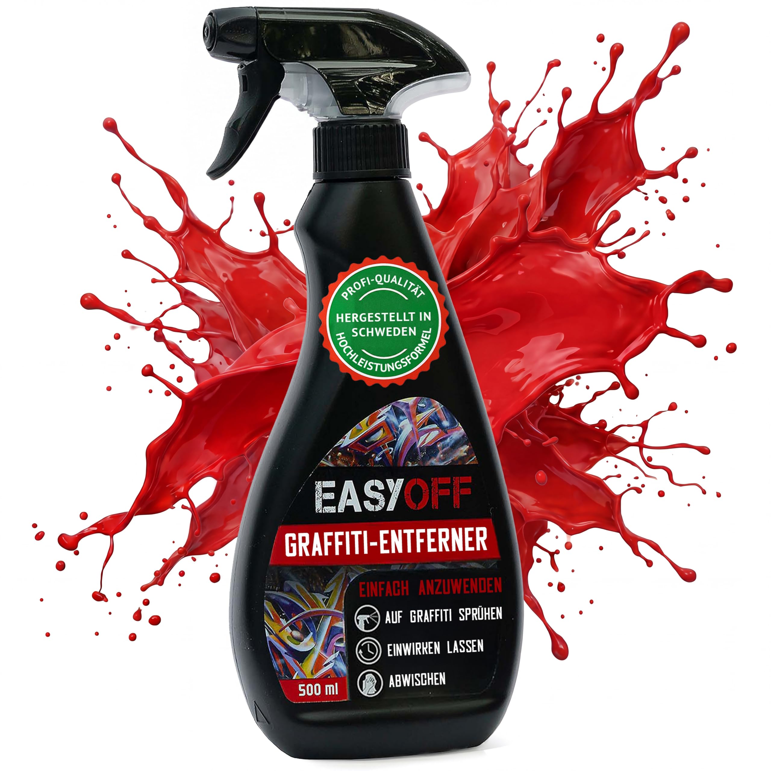 Pica Graffiti Entferner "Easy Off" 500ml - Schneller & unkomplizierter Graffiti Reiniger - Oberflächenschonend und Geruchsarm - Effektiver Permanentmarker Entferner