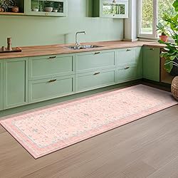 Washable Pink Hallway Runner Rug, 2x6 Area Rugs for