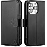 BoxCastle Compatible with iPhone 12 Pro Max Genuine Leather Case Wallet with Card Holder,Women Men Real Leather Flip Folio RFID Blocking Credit Card Slots Phone Cover,for Apple 12 ProMax,Black