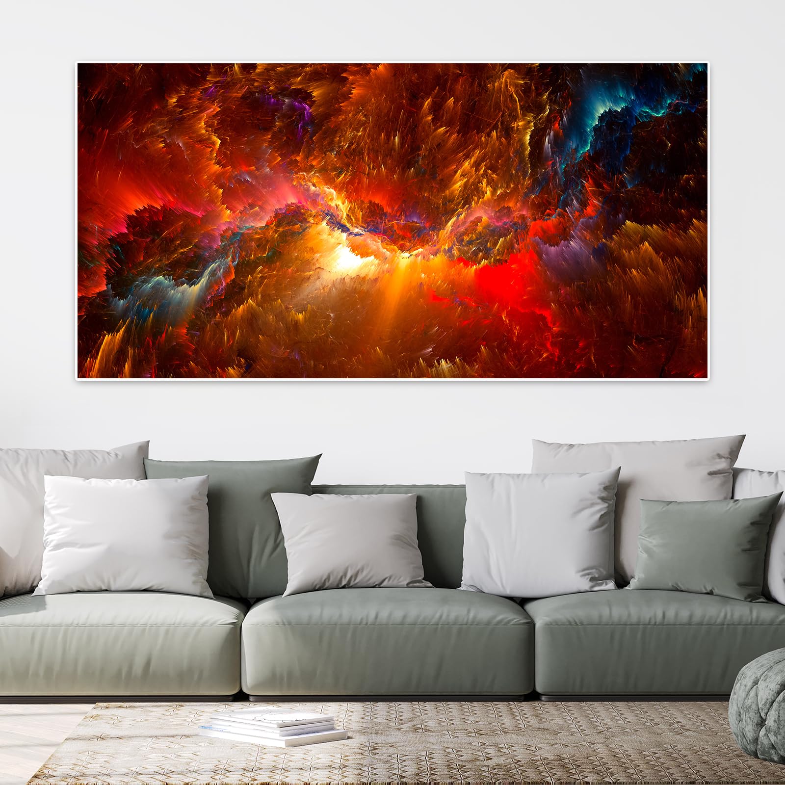 IUNTWEIE Abstract Pictures Modern Abstract Art Colourful Aurora Picture on Canvas Abstract Pictures Wall Picture Living Room Decoration Without Frame (style-4.50 x 100 cm)