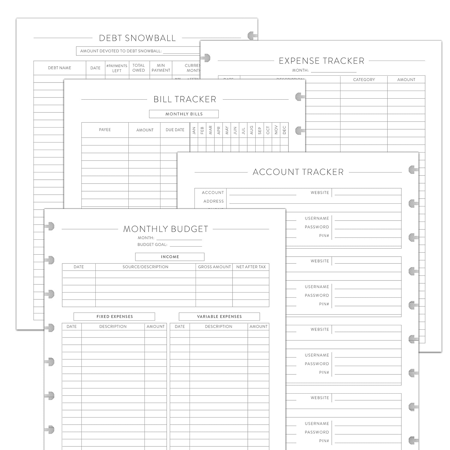 BetterNote Home Finance Kit for the Happy Planner, 9-Discs, 1 Year Supply, Budget, Expense Tracker, Debt Snowball, 7"x9.25" (Planner Not Included)